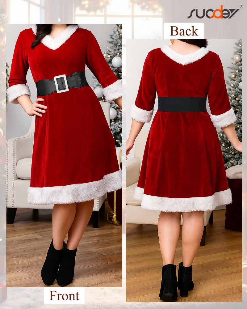 SUOSDEY Wide Elastic Black Belts for Women Dresses 3 Inch Wide stretchy Santa belt for Halloween Costume - Image 5